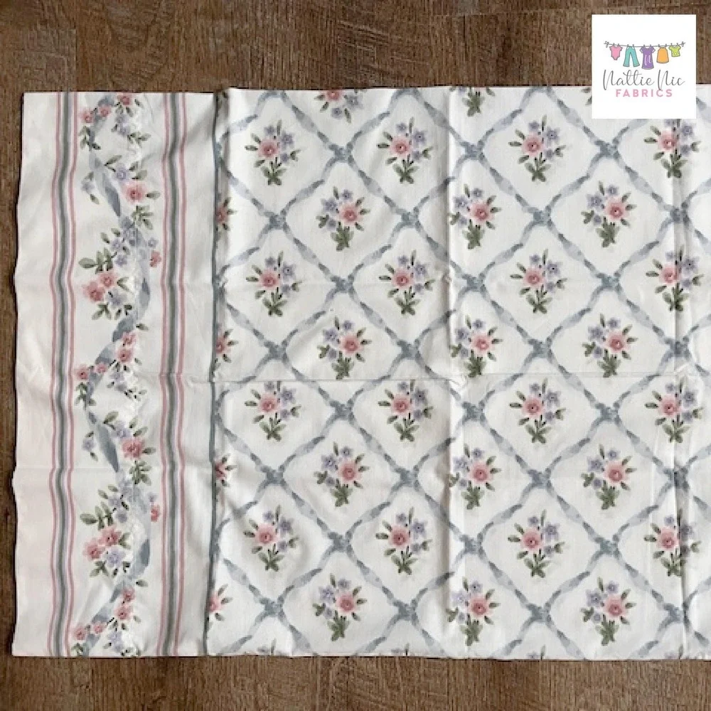 2 Vintage Standard Size pillowcases, Border print, JP Stevens